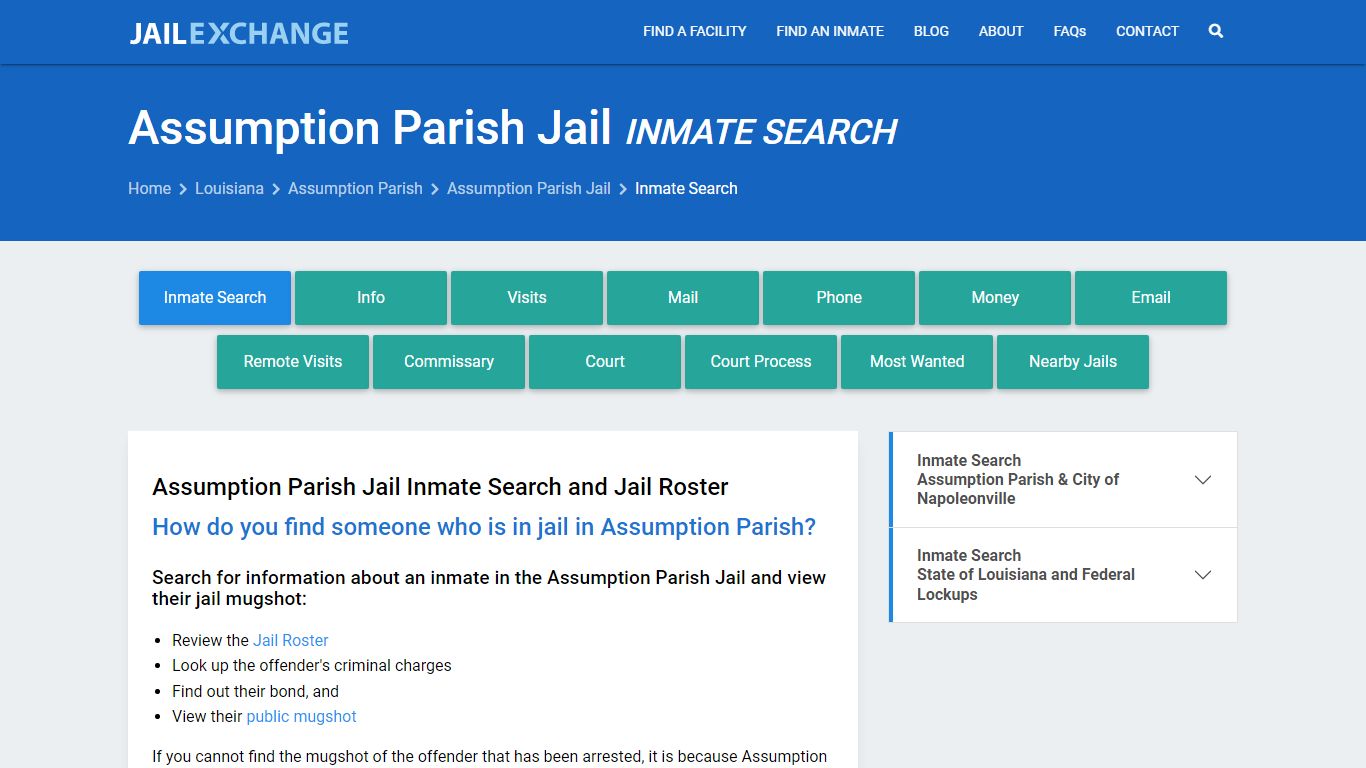 Inmate Search: Roster & Mugshots - Assumption Parish Jail, LA